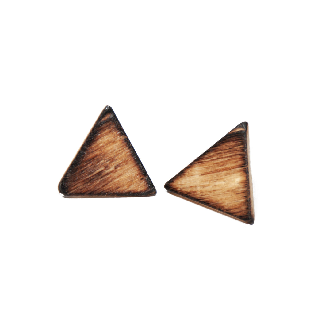 triangle shape wooden earring