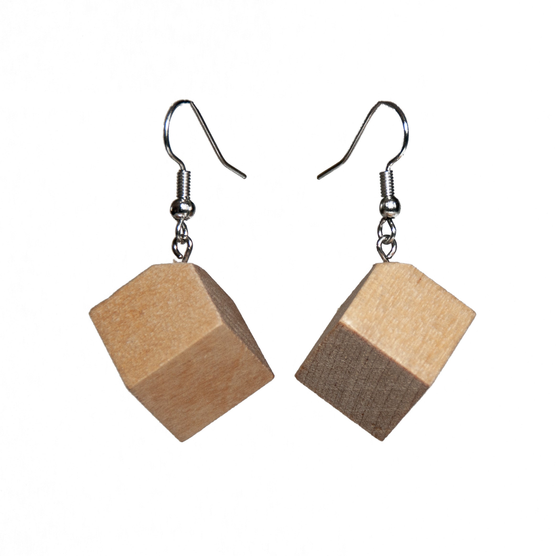 cube wooden earring