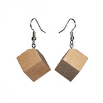 cube wooden earring