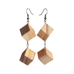 double cube wooden earring