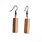short oak rectangle wooden earrings