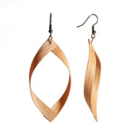 Leaf shaped wooden earring