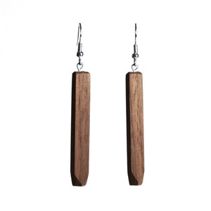 walnut rectangle wooden earrings